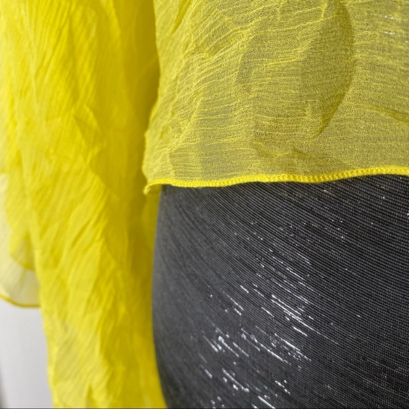 Yellow Silk Sheer Flare Sleeve Swim Coverup - Picture 12 of 13